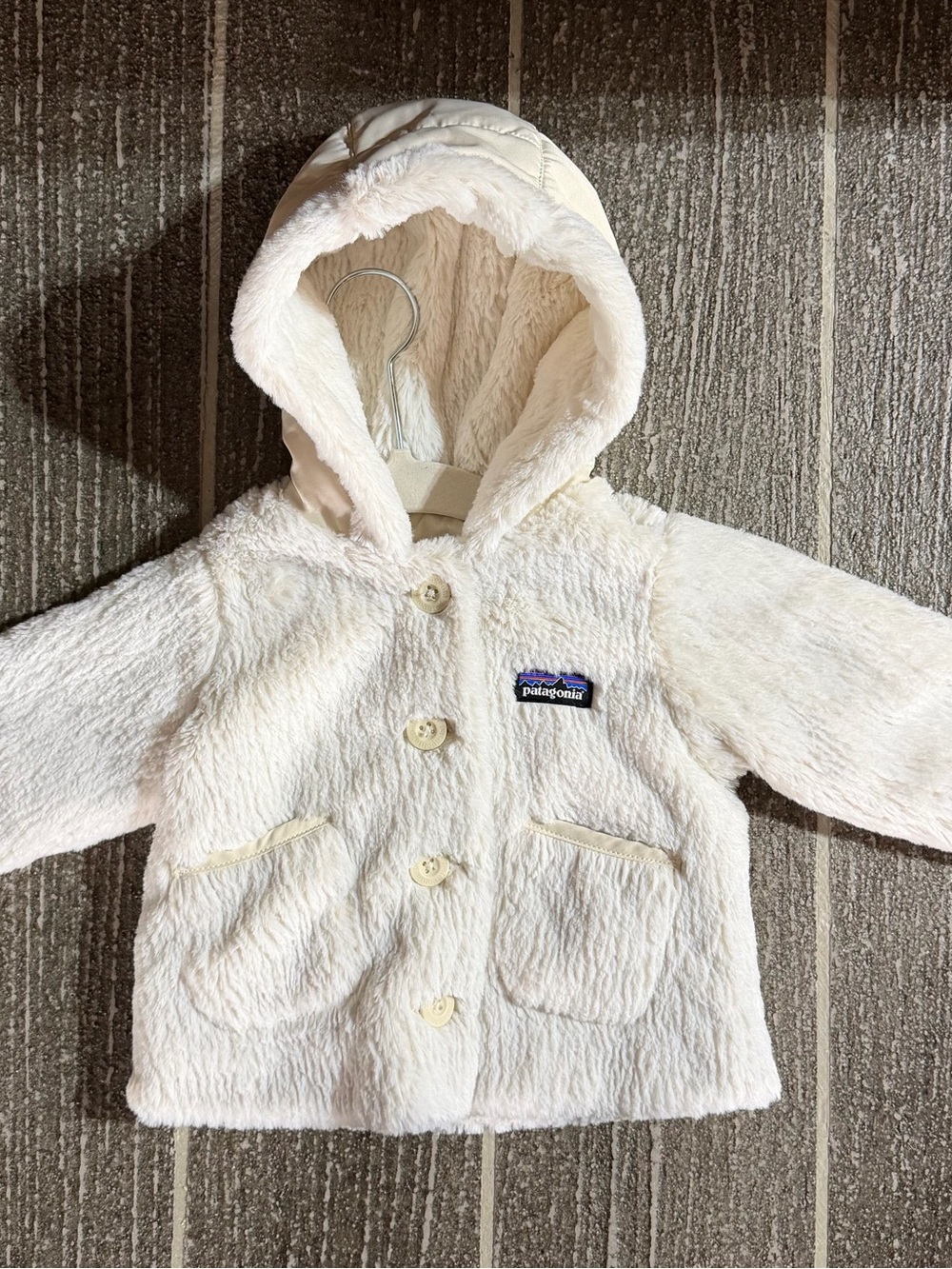 Patagonia Cream Plush Hooded Kids Jacket